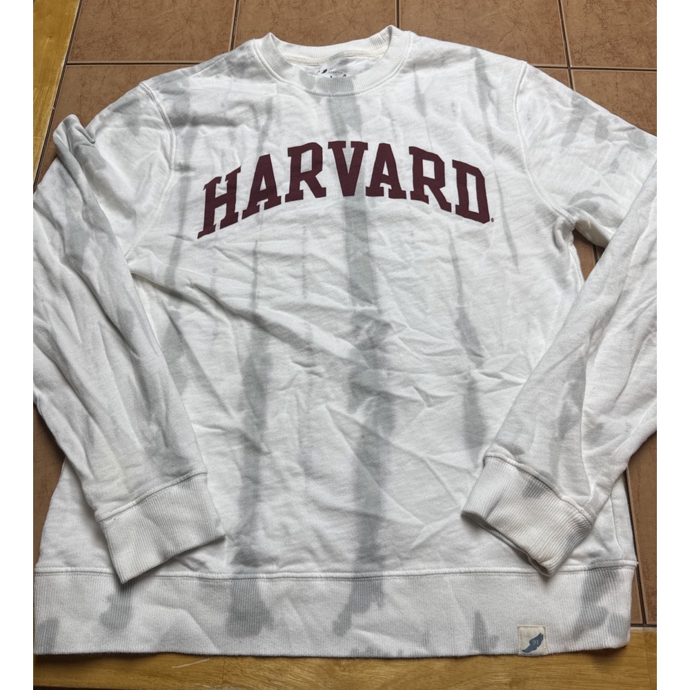 Unwind By League Harvard College Authentic Crewneck Size‎ Medium White Gray